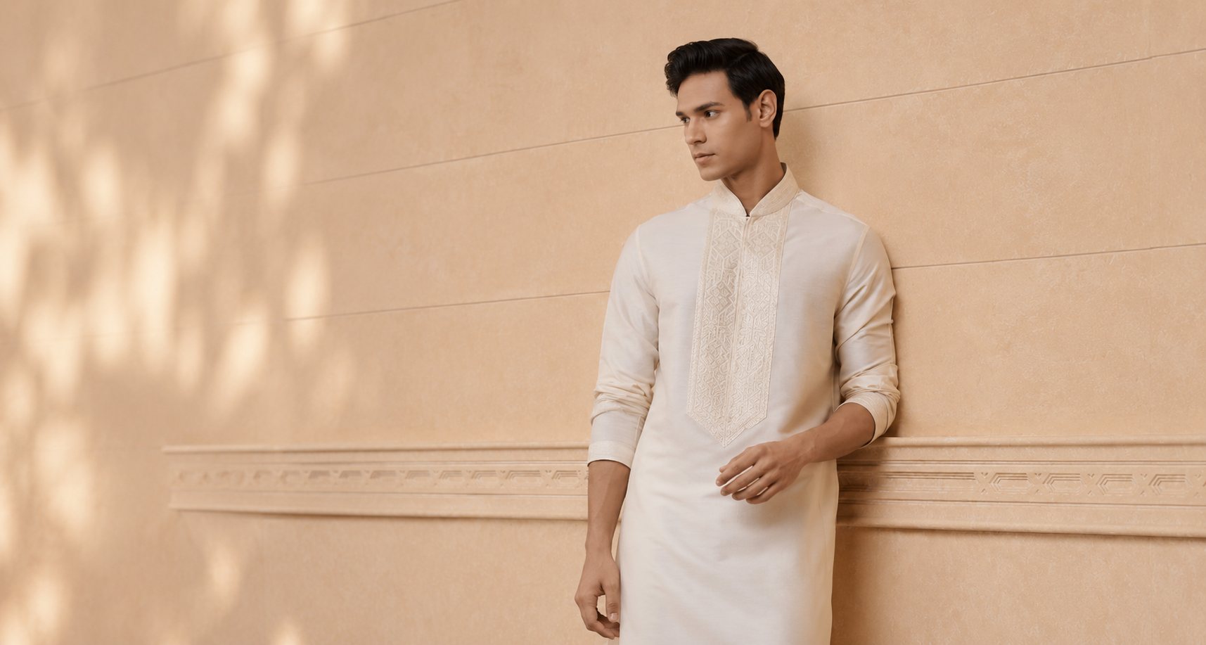 Ivory kurta tailored by Decent Tailor Ahmedabad