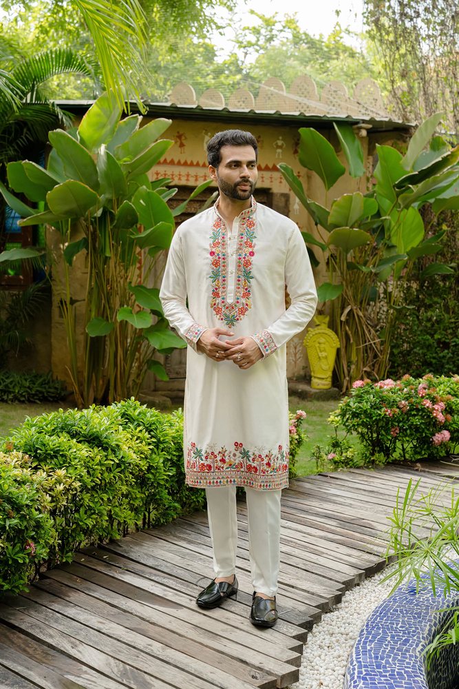 Raw silk kurta tailored by Decent Tailor Ahmedabad